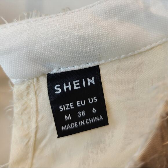 Shein Fuzzy Black Cream Polka Dot Dress Mock Collar Size M / 6 - Picture 6 of 11